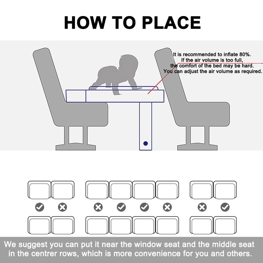 JanTeelGO Poggiapiedi Aereo Bambini Gonfiabile Viaggio, (Pompa Inclusa) Portatile Lettino Gonfiabile Bambini - Poggiapiedi Auto Bambini Si Adatta Alla Maggior Parte Dei Sedili per Aereo