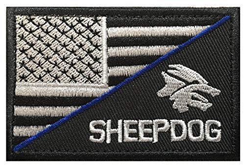 SpaceAuto Decorative Sheepdog w/USA American Flag Embroidered Military Tactical Morale Patch 3