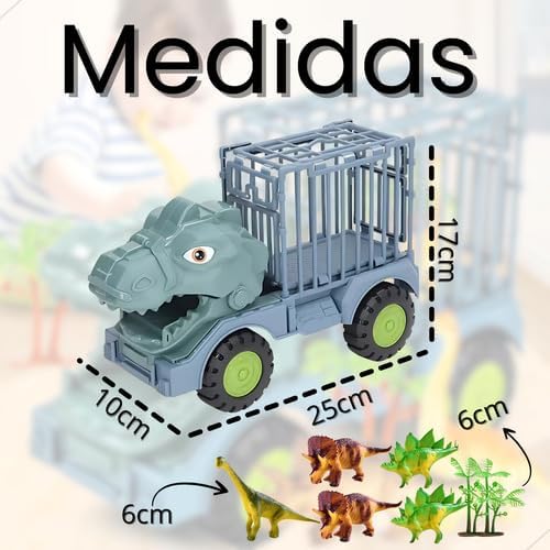 Caminhão Carrinho + 4 Dinossauros Safari Brinquedo Crianças