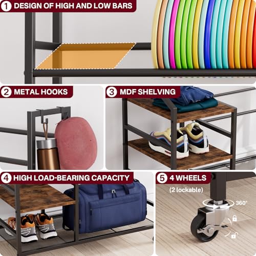 Image of Portin Disc Golf Storage Rack with Wheels, 5 Tier Disc Station Organizer