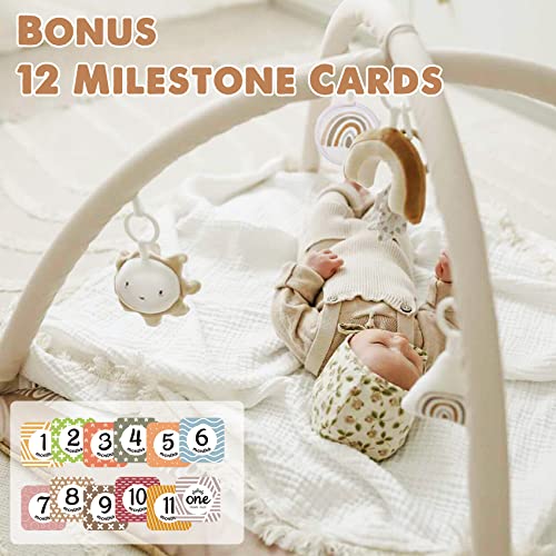 Washable Baby Gym Activity Center With Play Mat, Rainbow Early Development Playmats, 6 Toys For Infant & Toddler, Larger, Non Slip #TOP3