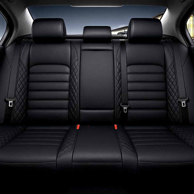 Image of RideoFrenzy Streak Full Black Seat Covers for Maruti New Swift (2024-2026) | Skin Fit Tailor Made | 20mm HDR Foam Luxury Nappa Leather