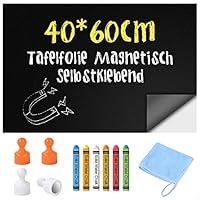 OFFCUP Chalkboard Paper, 40cm x 60cm Magnetic Film, Thick Self-Adhesive Magnetic Chalkboard Sticker Large Chalkboard Dry-Erase Board Magnetic Blackboard with Chalks, Magnetic and Rag