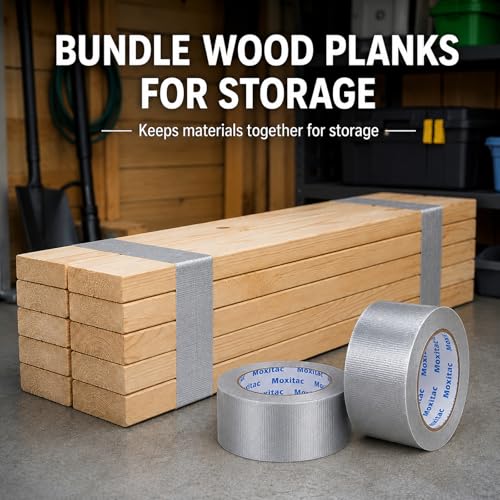Image of Silver Duct Tape Heavy Duty, 2 Rolls, 2 Inch x 30 Yds Each, PE Coated Cloth Tape, Easy Tear by Hand, Water-Resistant Surface for Repairs, Packaging, Bundling, Garage and Workshop