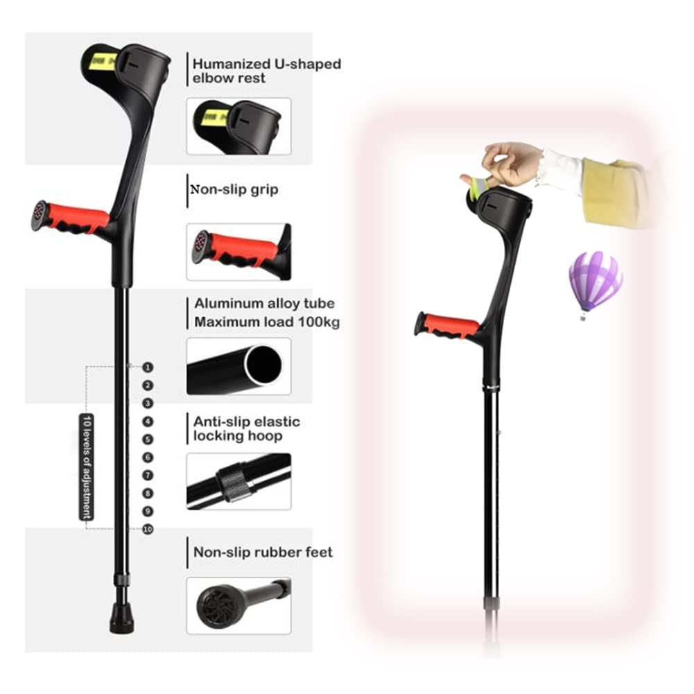 Muletas plegables para antebrazo, muletas ajustables en altura para adultos, diseño ortopédico ergonómico, soporte de puño cerrado