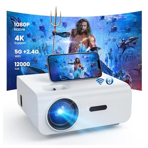 HOPVISION Mini Beamer WiFi Bluetooth Full HD 1080P, 4K Home Cinema Ondersteund Met Zoomfunctie, 300'' Display Buiten Compatibel Met Smartphone/HDMI/USB/Laptop/Fire Stick/PS5
