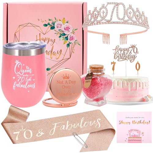 AWDK 70th Birthday Gifts for Women - 9 PCS Celebration Decoration Crown