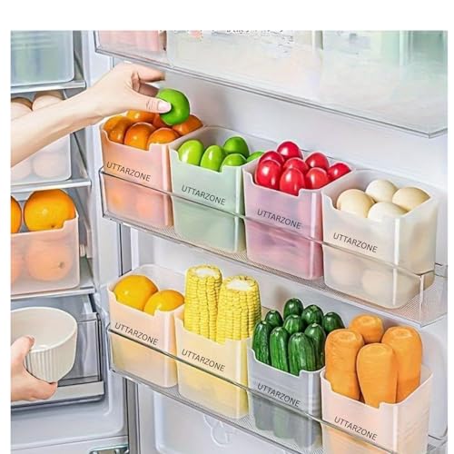 Image of fridge storage boxes multipurpose containers for storage Space-saving Refrigerator Side Door Organizer for fridge kitchen Fruits, Vegetables Storage Containers- transparent, Plastic (6)