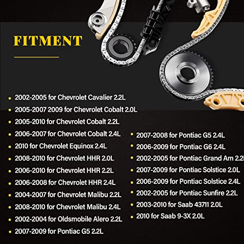 Ocpty Timing Chain Kit Fits For Tkc8002 Tk5090 9-4201S For Chevy Cavalier Cobalt Equinox Hhr Malibu 2.0L 2.2L 2.4L 2002-2005 #TOP4