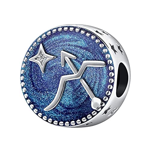 ZakiaHo 12 dijes de constelación de signos del zodiaco para pulseras compatibles con pulseras Pandora, Cobre, No es una piedra preciosa