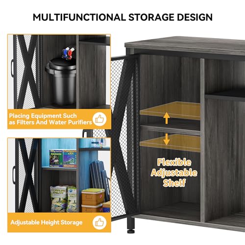 image for DWVO 20-29 Gallon Aquarium Stand with Power Outlets & LED Light, Cabin