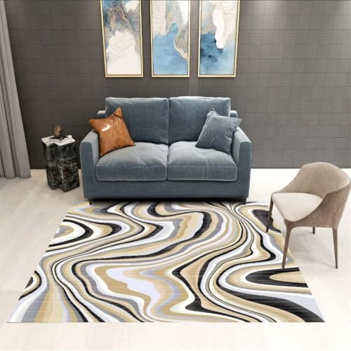 Tapis salle à manger et bureau 100x160 gris princesse carré abstrait - 2