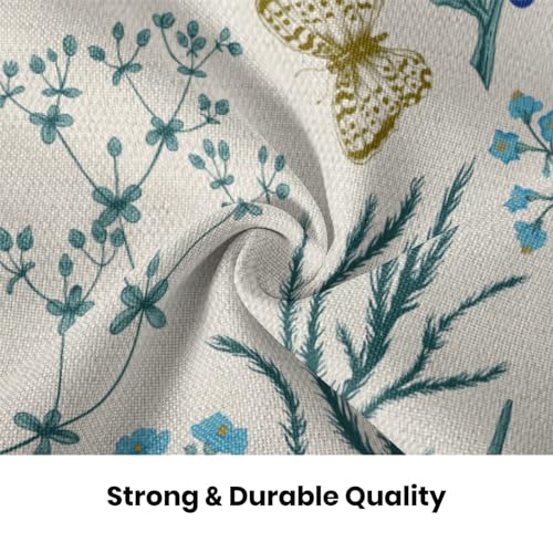 Image of AEIOAE Spring Pillow Covers 24x24 Inch Set of 2,Blue Teal Wild Flower Plant Throw Pillows Case,Seasonal Floral Outdoor Decorative Square Linen Farmhouse Decor Cushion Covers for Home Sofa Bed Couch
