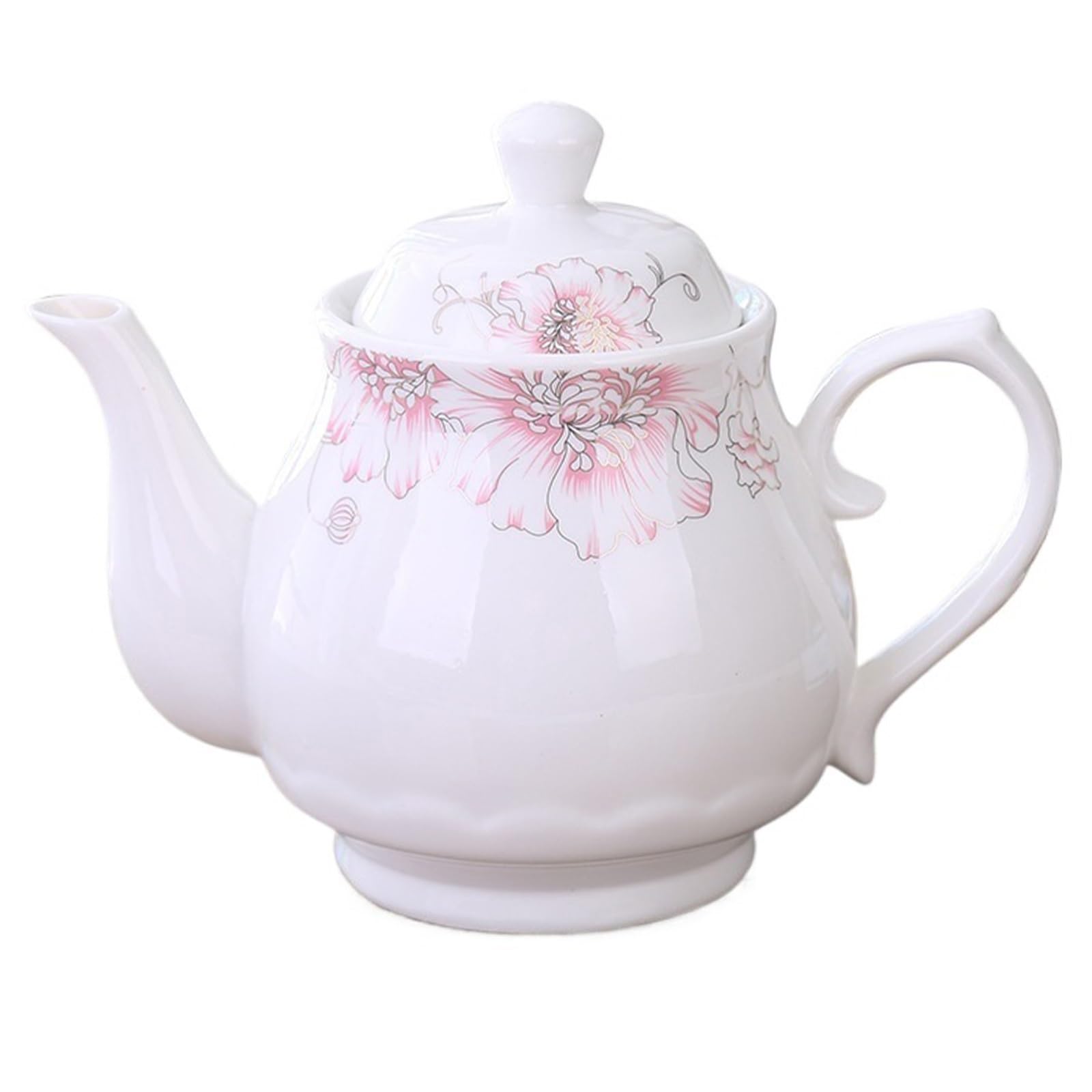 XYUERU Ceramic Teapot, Coffee Pot Water Pot, Flower Tea Loose Leaf Tea Pot, Home White Porcelain Teapot, European Ceramic Tea Set, Home Office Tea Pot for Serving Hot Drinks(1000ML)