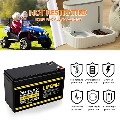 Image of 12V 7Ah Lithium LiFePO4 Battery 2000+ Deep Cycles Rechargeable Battery for Solar Powar, Lighting, Power Wheels,children's electric toys Fish Finder and More, Built-in BMS (12V 7Ah*1)