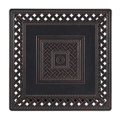 Fire Sense 63693 Downey Woven Aluminum Convertible Gas Fire Pit Table 37,000 Btu Outdoor Multi-Functional Fire Pit With Fire Bowl Lid, Nylon Weather Cover & Clear Fire Glass - Bronze Finish - Square #TOP2