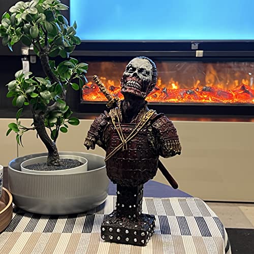 Looyar Resin Undead Japanese Samurai Zombie Bust Statue Sculpture Ornament Figurine Craft For Home House Living Room Porch Decoration Office Desk Desktop Table Arrangement Gift (Red) #TOP5