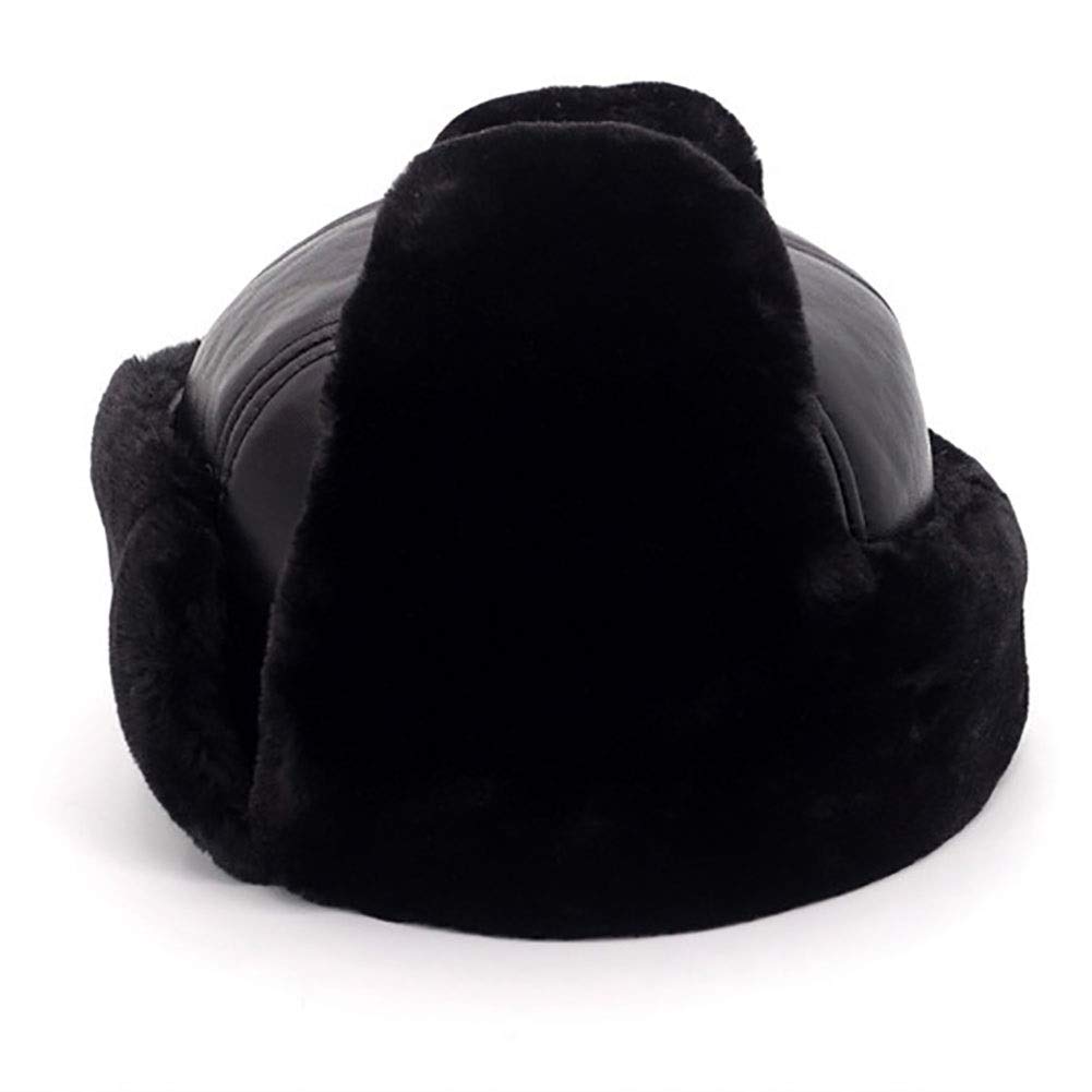 Sombreros de invierno, cuero de invierno lei feng gorra ancianos espesando piel de béisbol de piel de oveja más sombrero de terciopelo manténgalo caliente con protección contra el oído