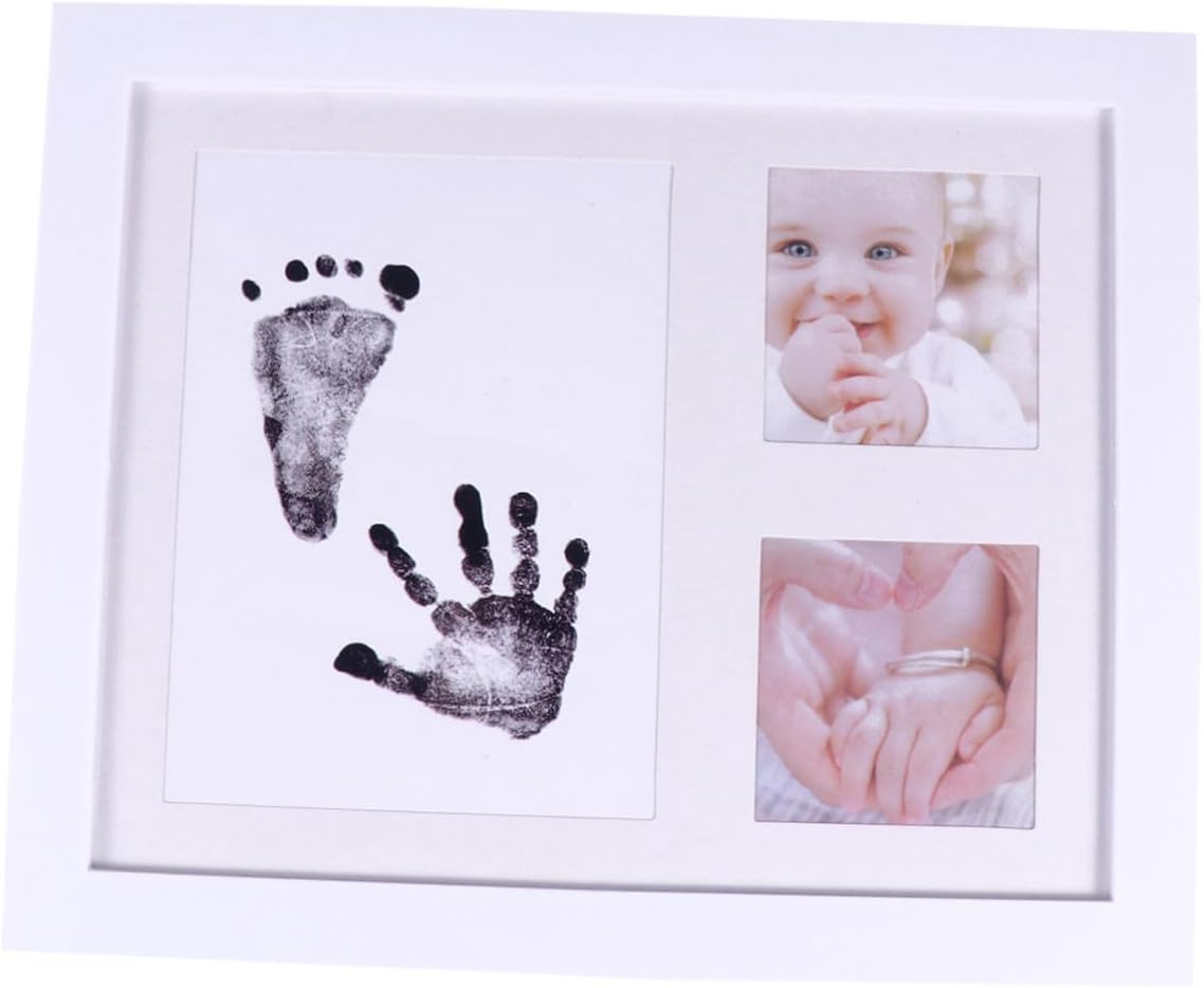 Growth Record Photo Frame for Creative Handprint and Footprint Holder White Keepsake Nursery Display for Newborn Memory Preservation