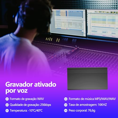 Gravador de Voz plaud note Digitalcom Função de Gravação de 400 Horas de MP3 Gravador de Voz Espião