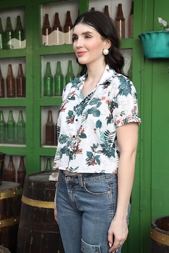 Image of Zilcon Women's Cotton Printedshort Tops for Woman Half Sleeve Hawaiian Top Club Party Disco T-Shirt for Women Stylish, Festival wear, Tops