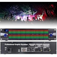 31 Band Stereo Graphic Equalizer Professional Dual Channel Audio Processor with 10 Preset Sound Effects and Adjustable Bass Mid and High for KTV and Stage Use