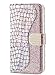 Produktbild Homikon PU Leder Hülle Cool Laser Schutzhülle Brieftasche Bling Glitzer Strass Handyhülle Kunstleder Silikon Wallet Tasche Ständer Book Case Flip Cover Kompatibel mit Samsung Galaxy S10 Plus - Silber
