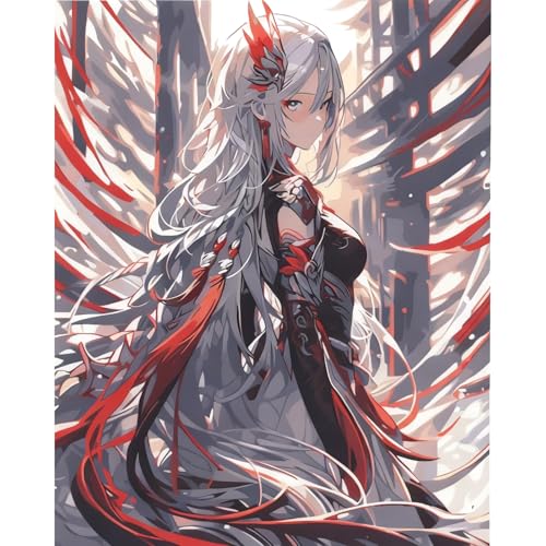YiLUAN Anime Paint by Numbers Canvas Kit for Adults Beginners with Framed Canvas 16 Wx20 H Canvas Paint Animal Number Artist Painting Kits Gifts for Paint Lovers-Anime Girl