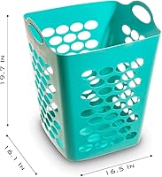 Vista 2 de SEDLAV Cesta, Cesta de lavandería de plástico, Turquesa, 20.0 in, Cestas para ropa sucia, almacenamiento para ropa