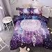 Meeting Story 3Pcs Galaxy Dream Catcher Mandala Bohemian Quilt Bedding Comforter Set (Galaxy-Purple, Queen)