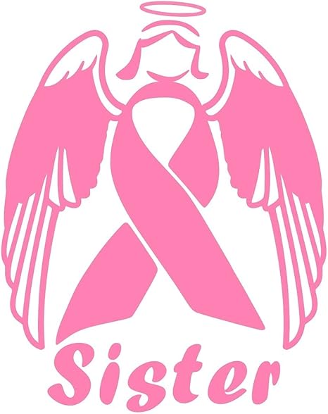 Pnk Sister Angel Cancer Awareness Ribbon Decal Vinyl Sticker Graphics|UR Impressions|for Cars Trucks SUV Vans Motorhomes Motorcycles Walls Windows|Pink|5.5 X 4.3 inch|URI303-P