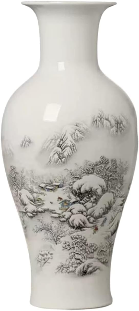 Vases China Style Decorative Classic Ceramic for Art Decoration Chinese Retro Porcelain with Peony Painting 37×16cm