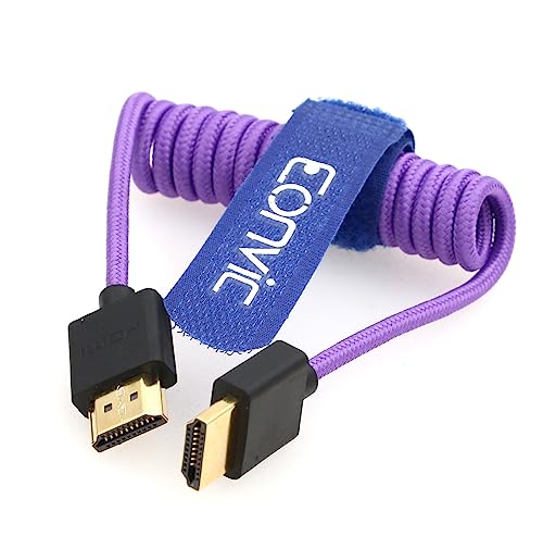 Eonvic 2.1 8K HDMI Extender, Purple Coiled Cable for Atomos Ninja V Sony a7siii, Portkeys BM5 Monitor - Image 2