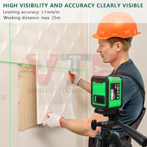 Image of VTH Compact Laser Leveller with Dual Modes, 110 Red Cross-Line, IP54-Rated Housing, and Versatile Mounting for Tiling, Shelving, and Frame Installation