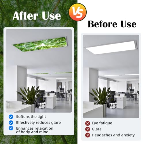 Image of ANGSYLTH 8 Pcs Fluorescent Light Covers - 4 x 2 Feet Covers for Ceiling Lights, 8 x 10 Magnetic Light Filters for Classroom, Office, Hospitals (Spring & Forest)