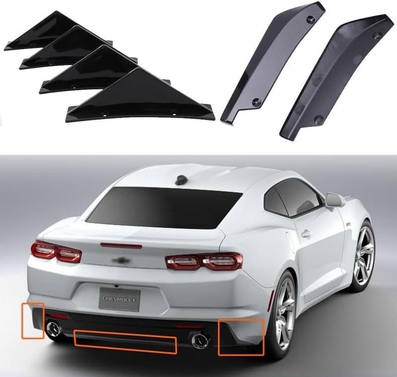 Difusor de parachoques trasero compatible con Chevy Camaro LS LT1 SS 2002-2022 negro brillante, difusor de labios, 6 unidades disponible en Yaxa Venezuela