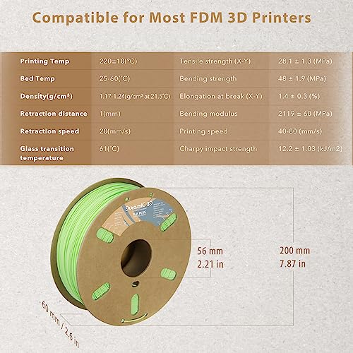 Image of DURAMIC 3D PLA+ Printer Filament 1.75mm PLA Plus Neatly 1Kg Spool(2.2lbs) | PLA Pro Tougher and Stronger, Dimensional Accuracy Probability + /- 0.02mm Neon green