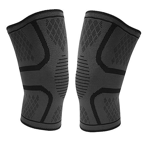 FOMIYES 2pcs Basketball Knee Pads Anti-slip Strips Breathable Compression Sleeves for Running Sports Protective Knee Wraps for Men Women Black m