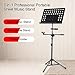 3-in-1 Professional Portable Sheet Music Stand Detachable Microphone Stand Phone Holder Music Stand Metal Height Adjustable Tripod Stand for Piano Violin Guitar Sheet Music