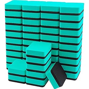 Mini Dry Erase Erasers, IHPUKIDI 48 Pack Magnetic Whiteboard Dry Erasers Chalkboard Cleaner Wiper for Kids and Classroom Teacher Supplies, Home and Office (2 x 2 Inch) Green