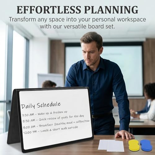 Ulluthu 2 Stück A5 Mini Whiteboard, A5 Whiteboards Notizbuch Notizblock Abwischbar Mini Memoboard mit Stifte Thuch und Radiergummi Tragbare Schreibtafel für Büro Schule Zuhause Schreibtisch Listen