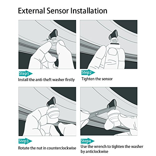 Onewell Tpms Motorcycle Digital Tire Pressure Monitoring System Wireless,Auto Tyre Alarm System Universial TPMS LCD Display with 2pcs External Sensors for Two-Wheeled Motorcycle - Thumbnail 6
