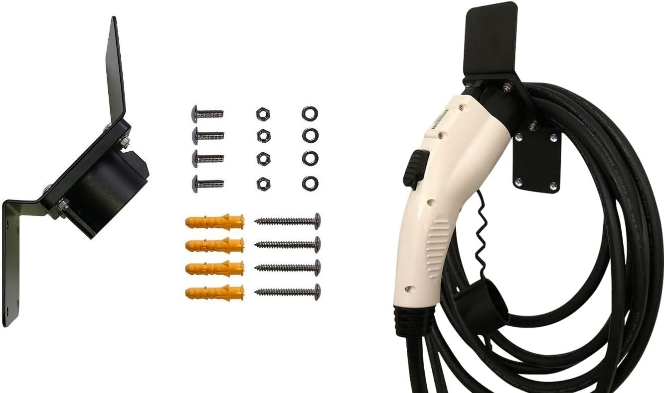 ONETAK EVSE EV PHEV Charger Plug Angle Nozzle Dock Holster Holder for SAE J1772 Electric Vehicle with Cable Organizer Hook Screws