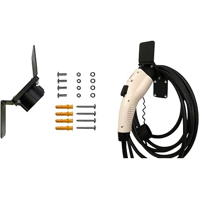 EVSE EV PHEV Electric Vehicle Charger Charging Cord Hanger and Plug Nozzle Dock Holster Holder Compatible with SAE J1772 Angle Heavy Duty Steel Cable Organizer Hook