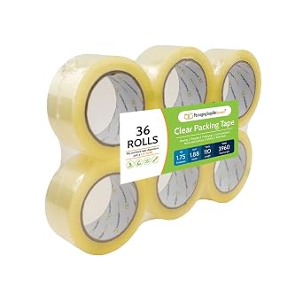 PSBM Clear Packing Tape, 36 Rolls 1.75 Mil 1.88 Inch 110 Yards Per Roll, Heavy Duty Tape for Packaging, Shipping, Moving & Sealing