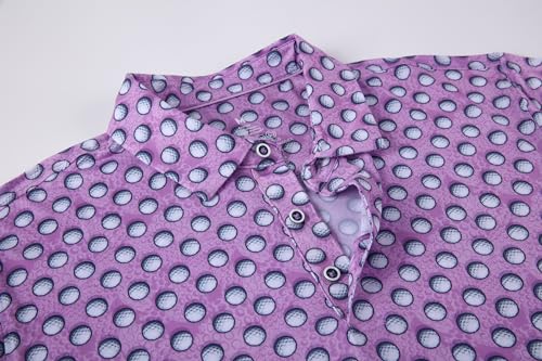 Alex Vando Mens Golf Shirt Moisture Wicking Quick-Dry Print Performance Polo Shirts for Men