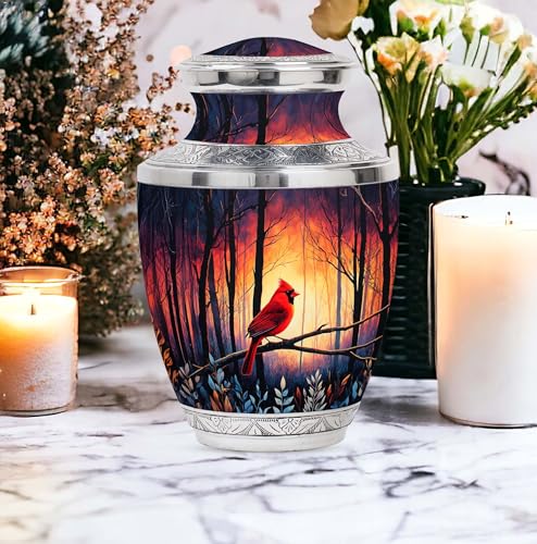 Image of Cardinal Bird Urn Mini Burial Urn for Ashes Adult Male 1 Large & 2 Small | Large Funeral Urns, Decorative Urns