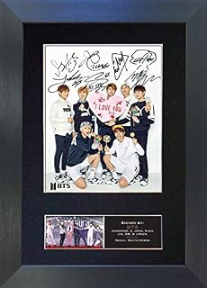 #761 BTS No3 Signed Autograph Mounted Photo Reproduction PRINT A4 Rare Perfect Birthday (297 x 210mm) (Black Frame)