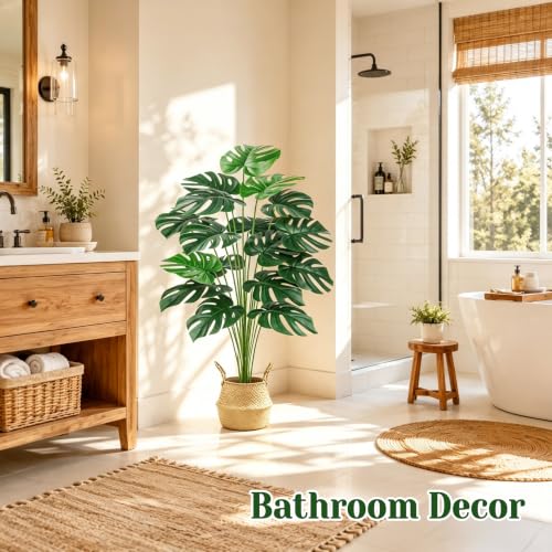 Der Rose 44" Realistic Artificial Monstera Plant with EVA Leaves and Basket - image 8