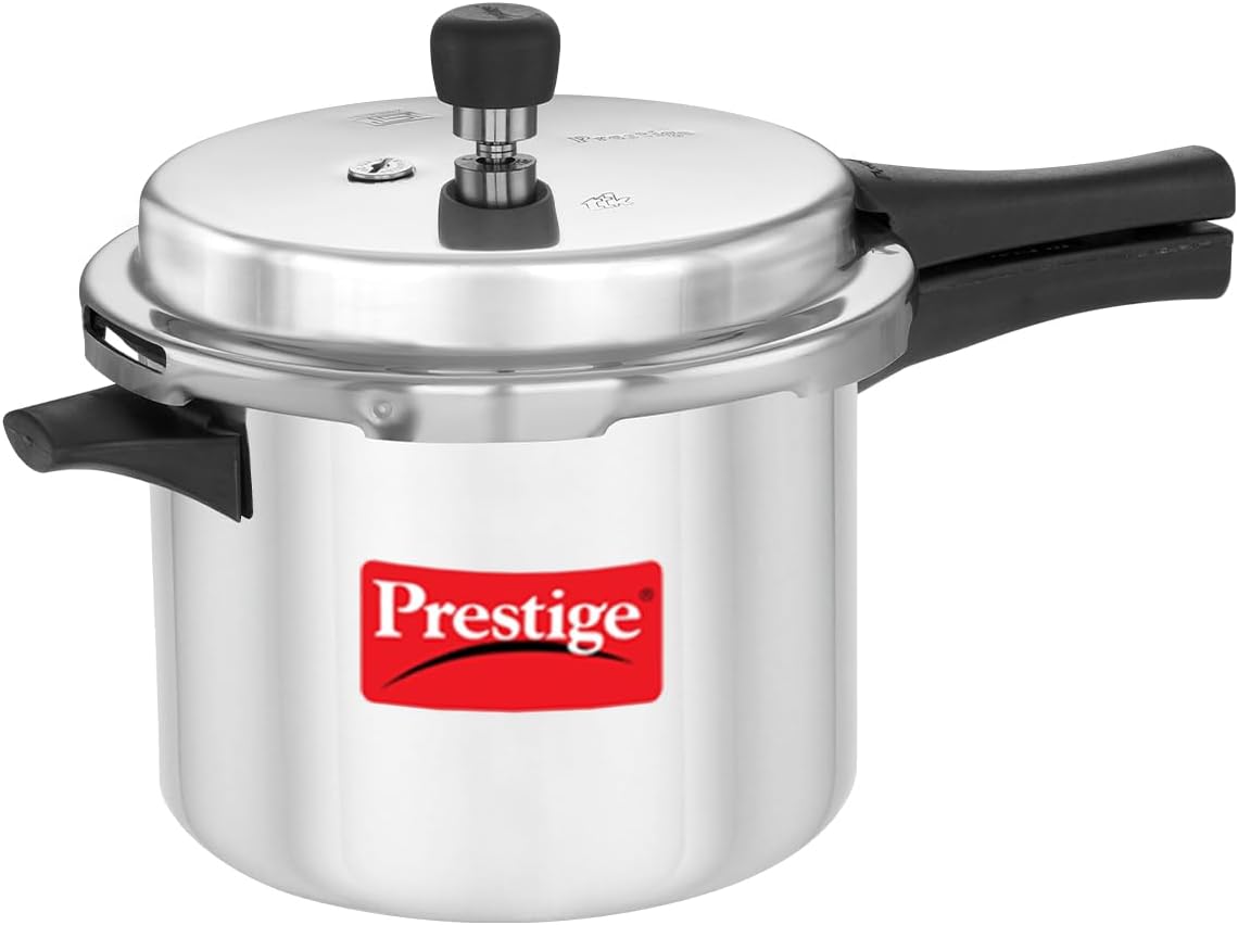 - Prestige 5 Litre Aluminium Popular Outerlid Pressure Cooker | Virgin Aluminium| Gas Compatible|Controlled Gasket Release System|5 years warranty|ISI Certified